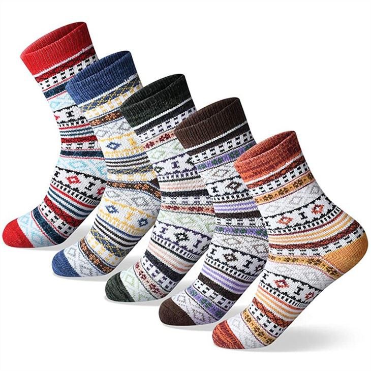 wholesale designer retro Vintage Patterned Autumn Winter Women's Wool Socks (4)