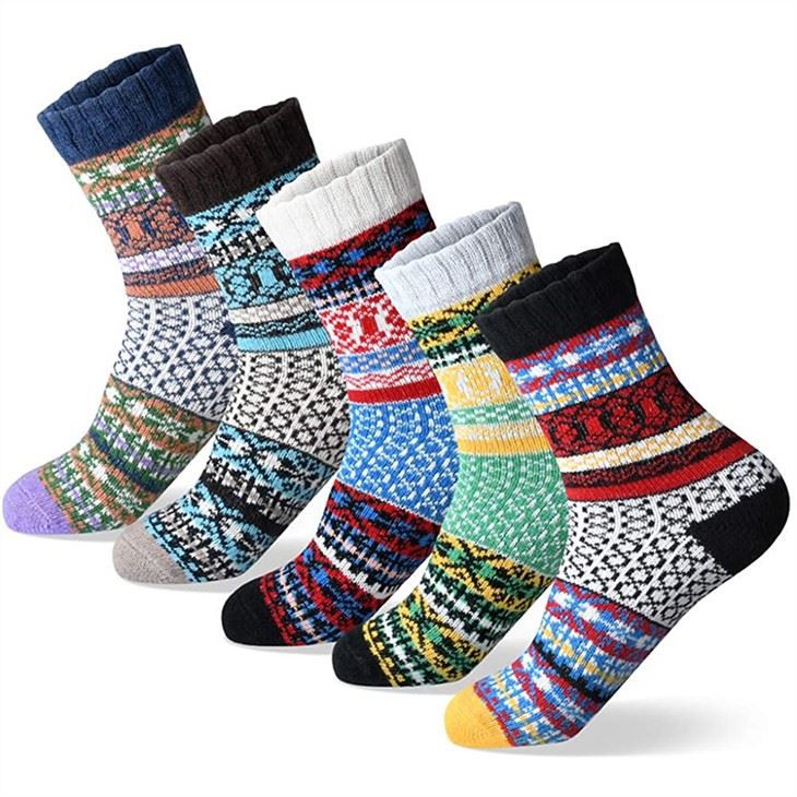 wholesale designer retro Vintage Patterned Autumn Winter Women's Wool Socks (6)